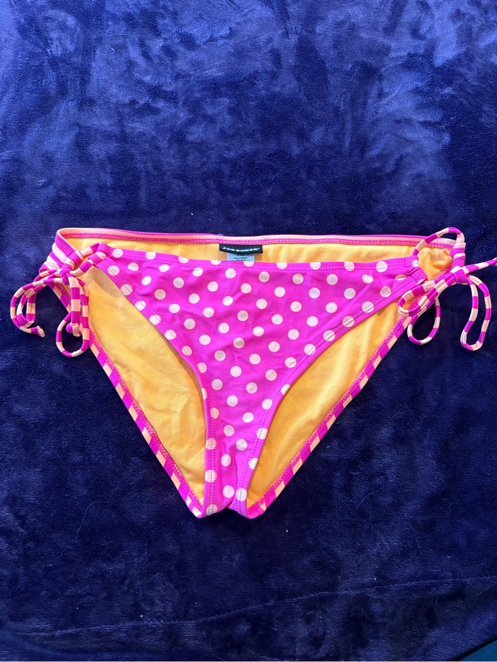 JOE BOXER | Pink Polka Dot Swim Top with Orange Lining